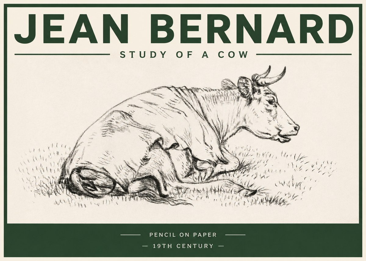 Jean Bernard Resting Cow III No4 - Affiche