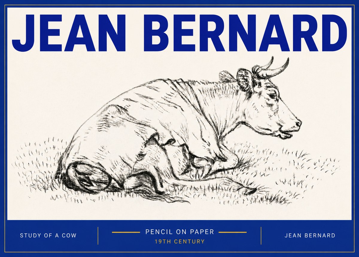 Jean Bernard Resting Cow III No6 - Affiche
