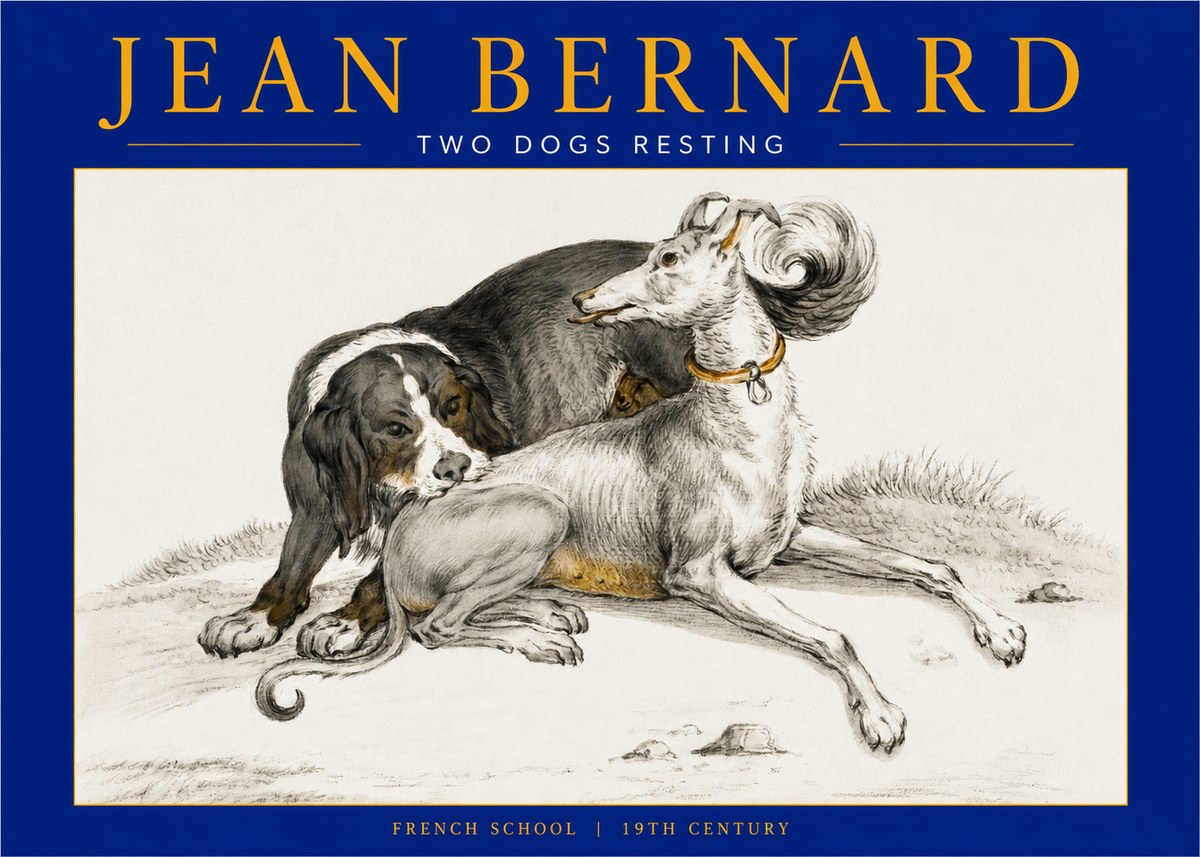 Jean Bernard Two Dogs Resting No2 - Affiche