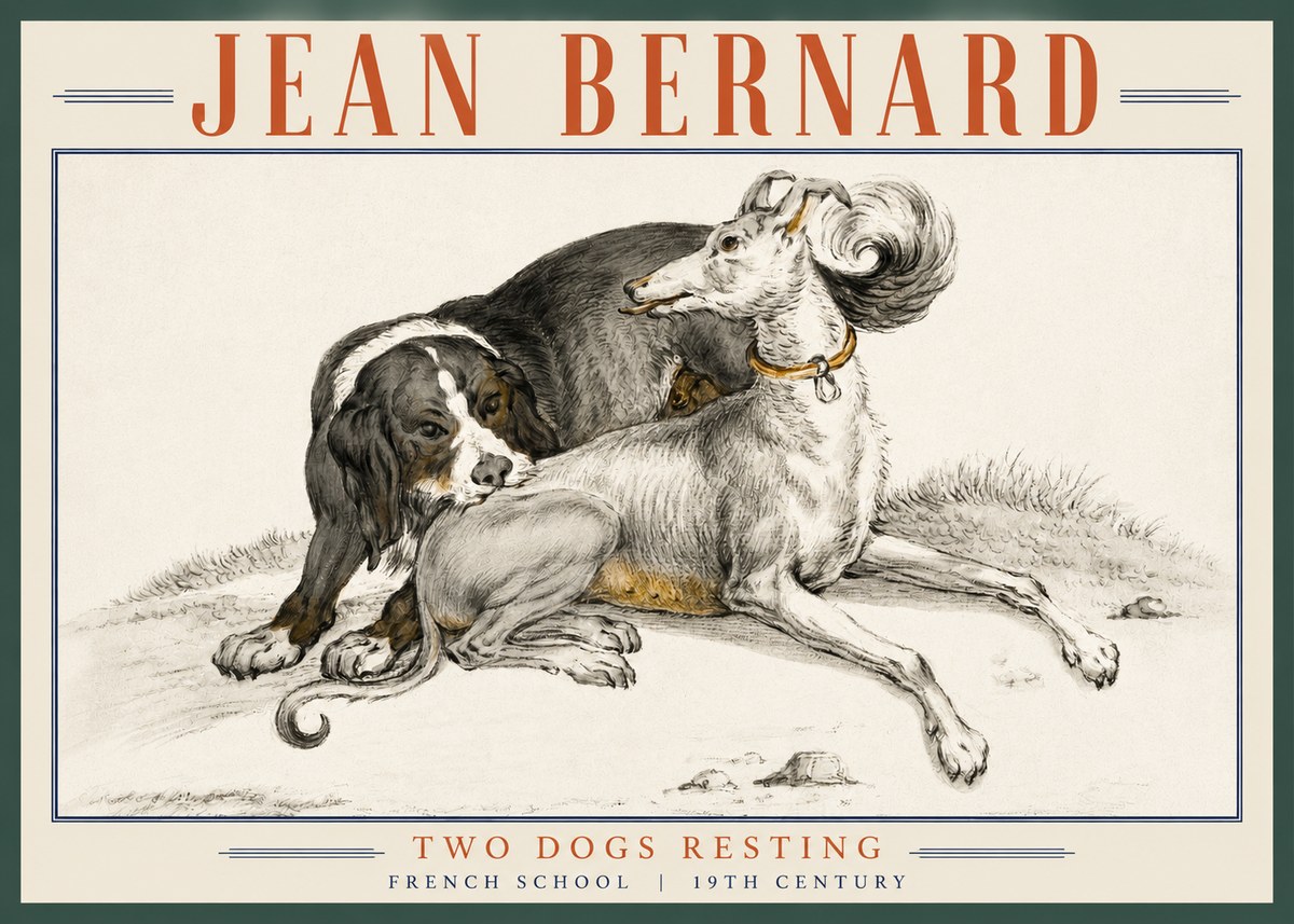 Jean Bernard Two Dogs Resting No3 - Affiche