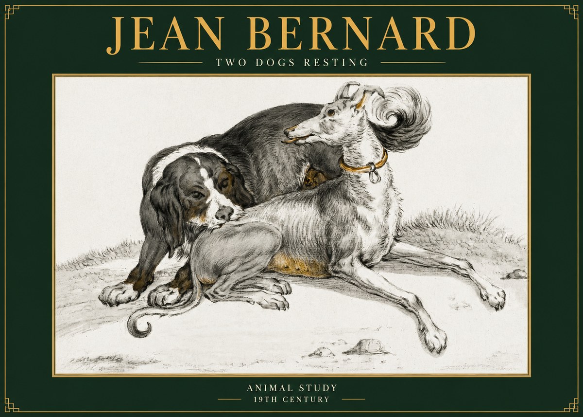 Jean Bernard Two Dogs Resting No5 - Affiche