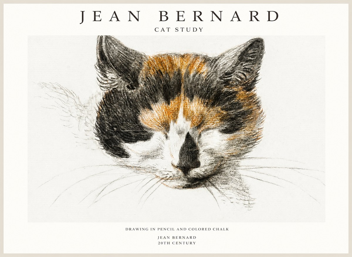 Jean Bernard Cat Study VIII No1 - Affiche