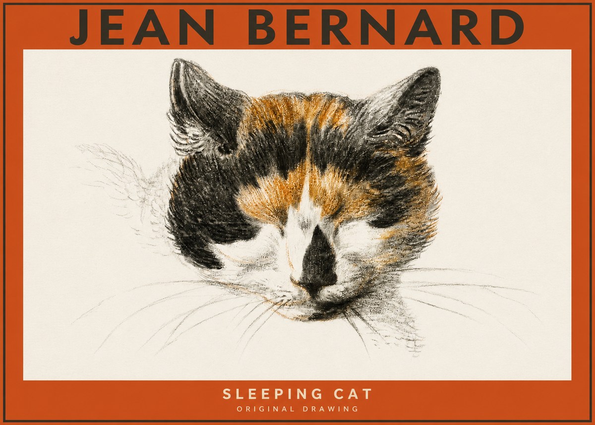 Jean Bernard Cat Study VIII No5 - Affiche