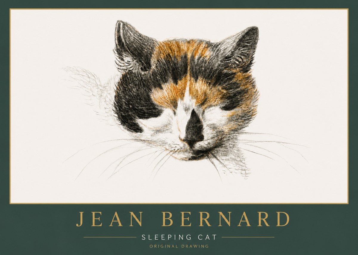 Jean Bernard Cat Study VIII No6 - Affiche
