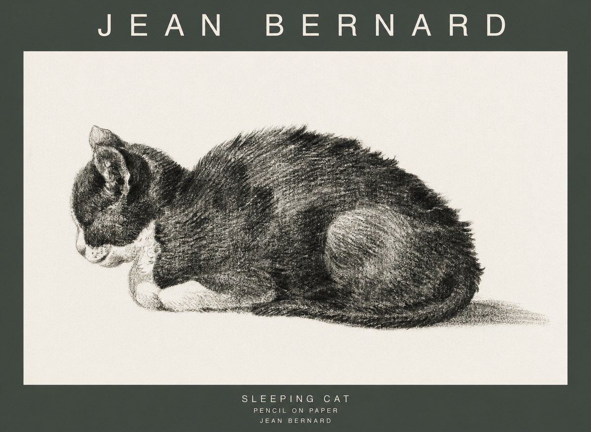 Jean Bernard Sleeping Cat VII No1 - Affiche