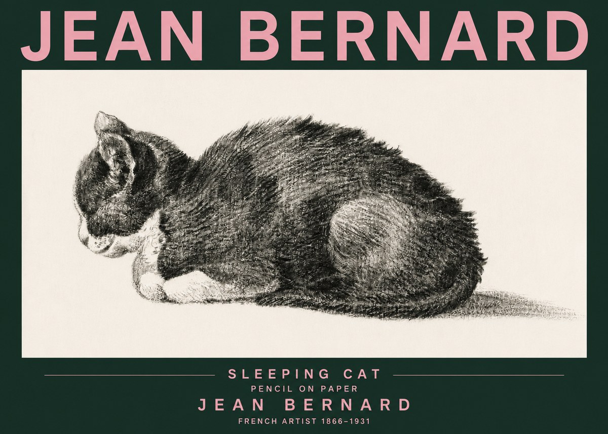 Jean Bernard Sleeping Cat VII No3 - Affiche