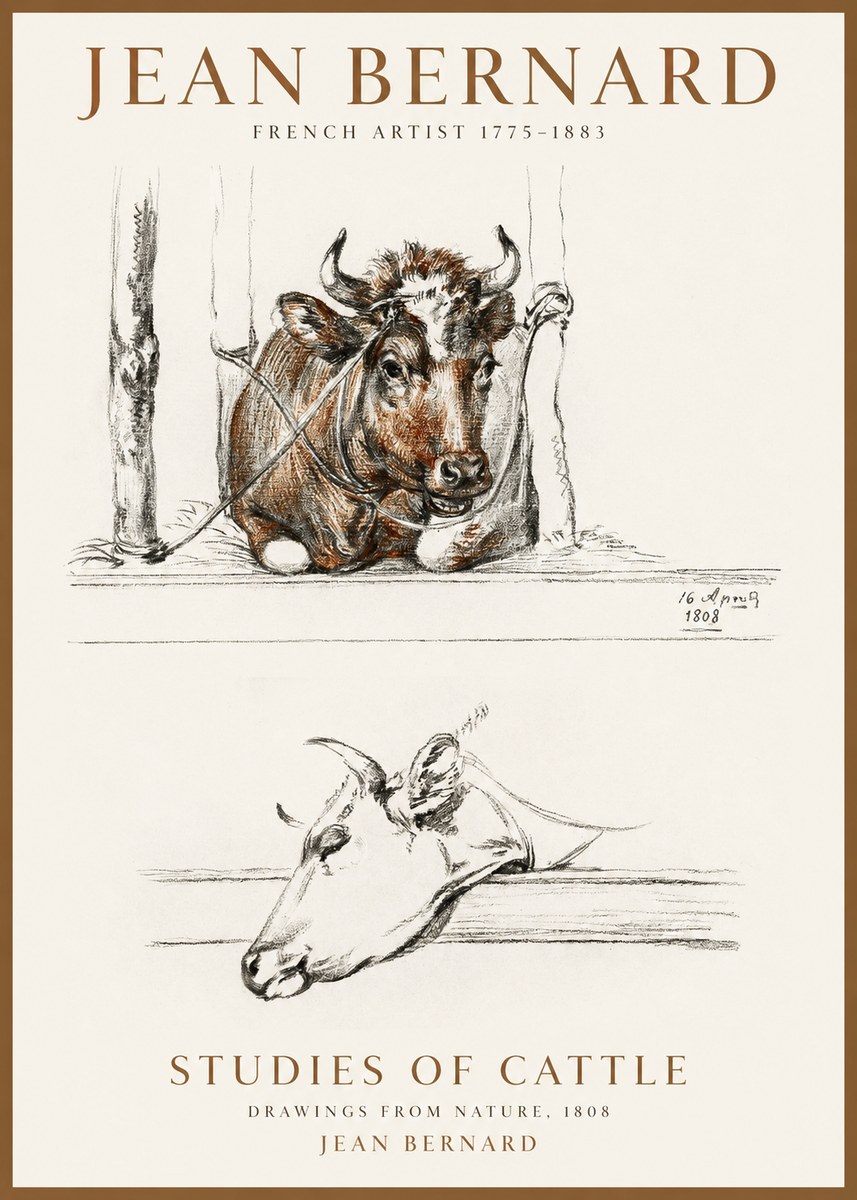 Jean Bernard Studies of Cattle III No1 - Affiche