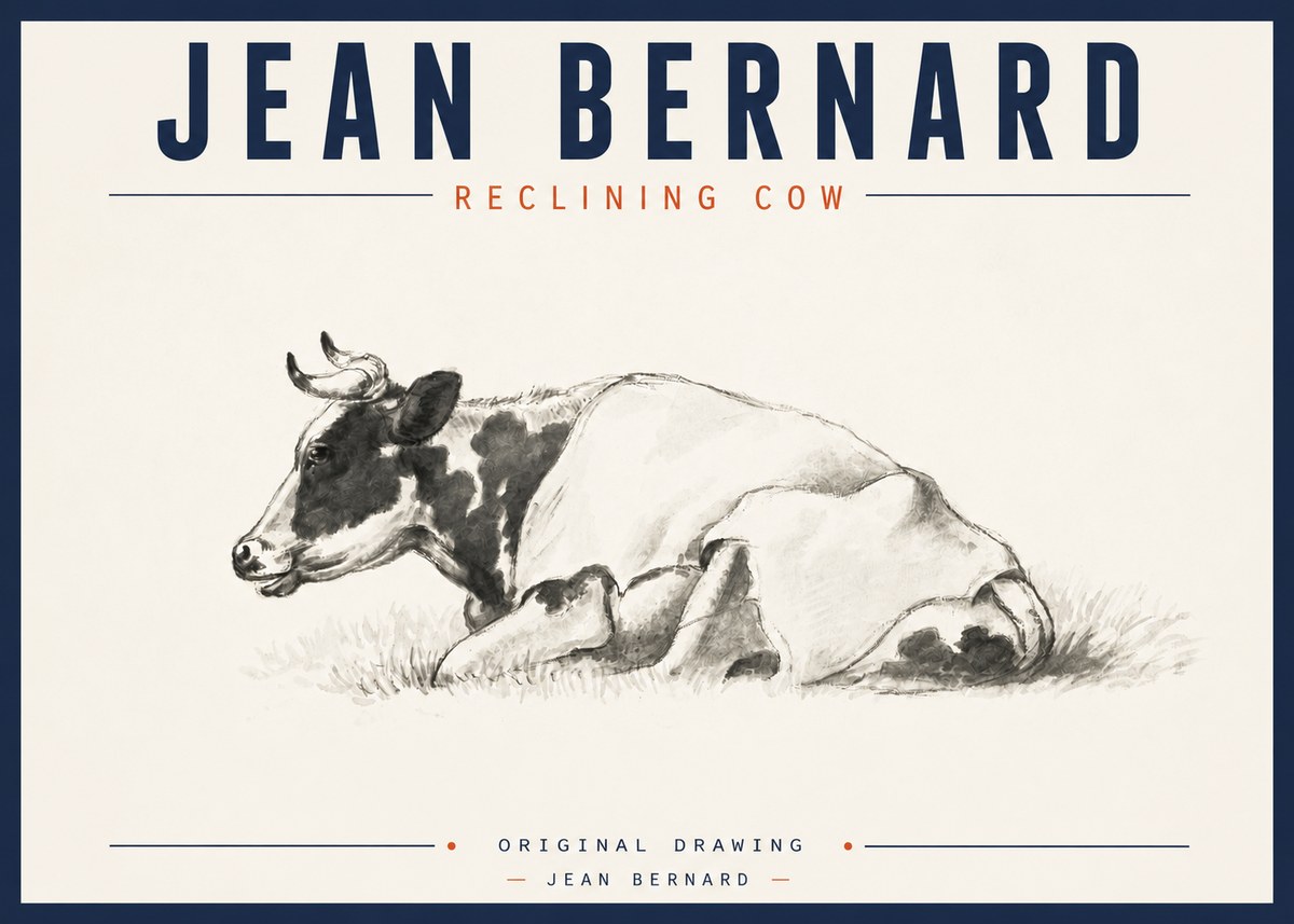 Jean Bernard Reclining Cow II No3 - Affiche
