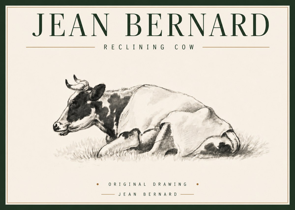 Jean Bernard Reclining Cow II No4 - Affiche
