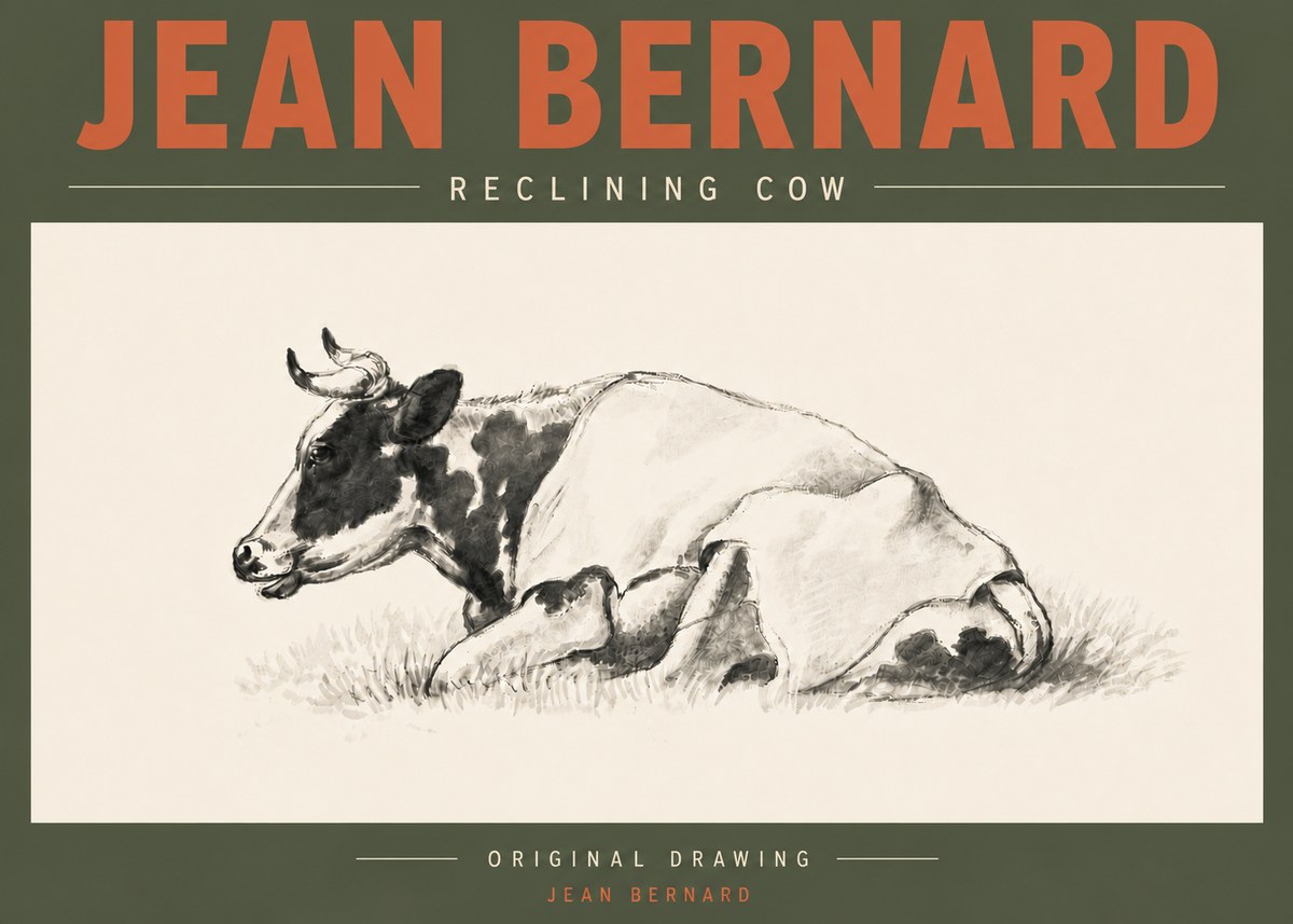 Jean Bernard Reclining Cow II No5 - Affiche