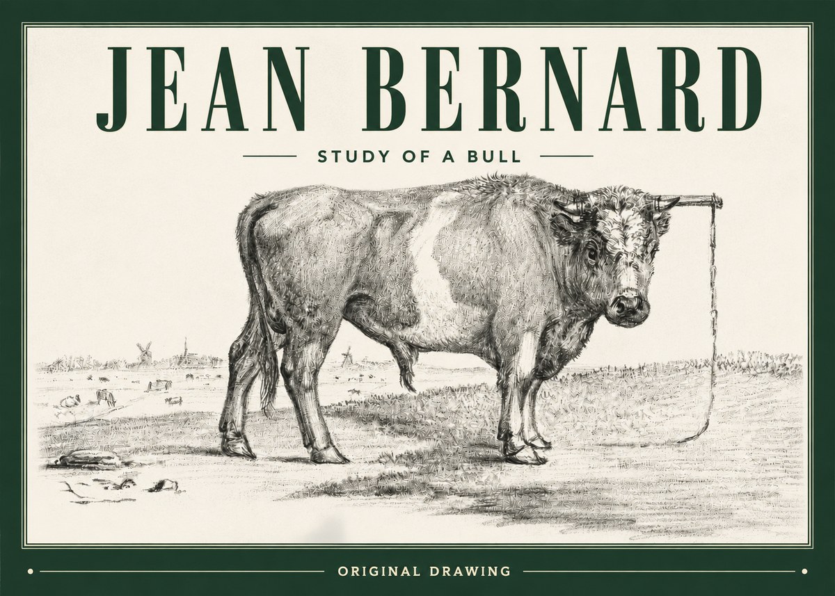Jean Bernard Study of a Bull III No3 - Affiche