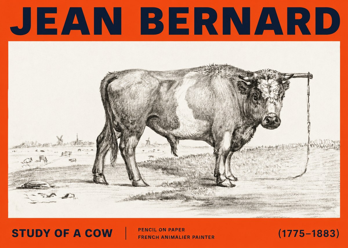 Jean Bernard Study of a Bull III No6 - Affiche