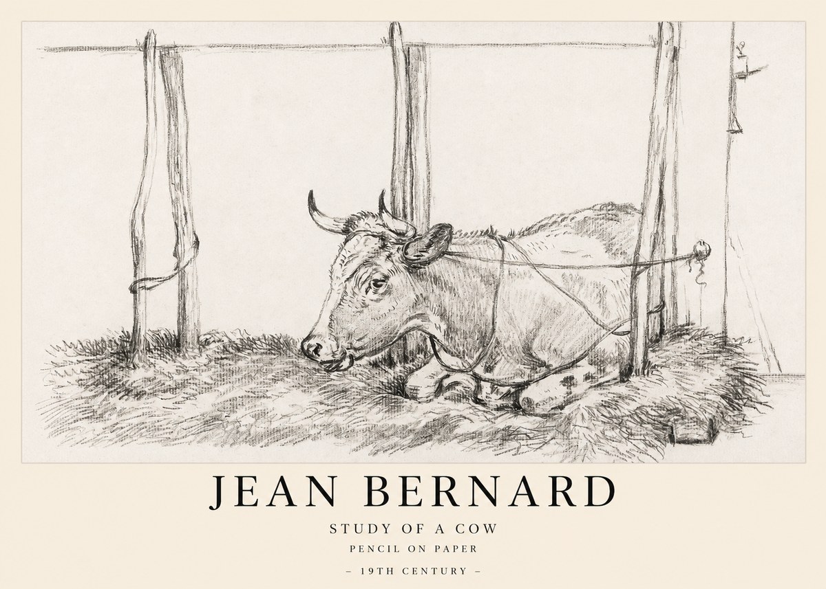 Jean Bernard A Resting Cow No2 - Affiche