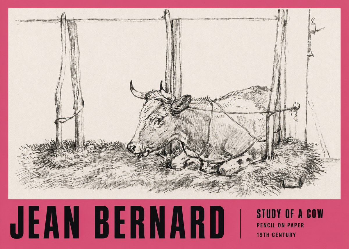 Jean Bernard A Resting Cow No3 - Affiche