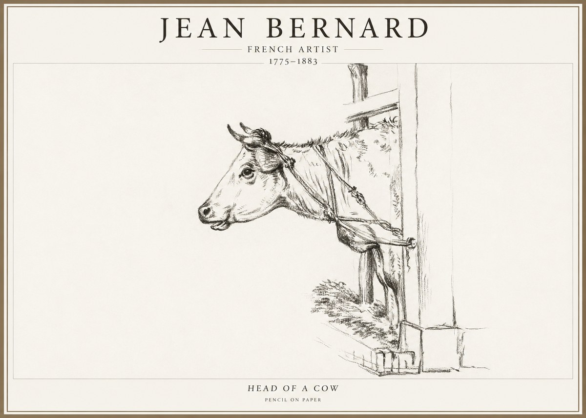 Jean Bernard Study of a Cow X No4 - Affiche