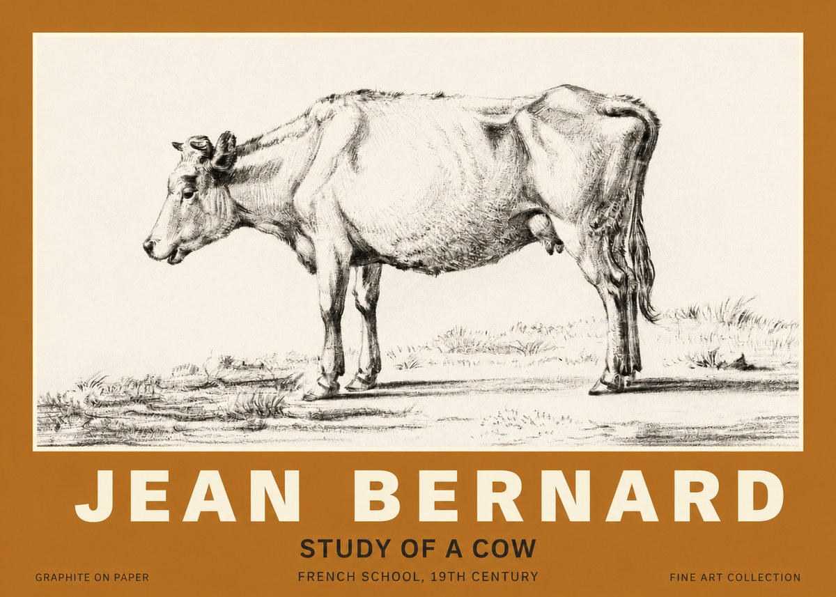 Jean Bernard Study of a Cow XI No3 - Affiche