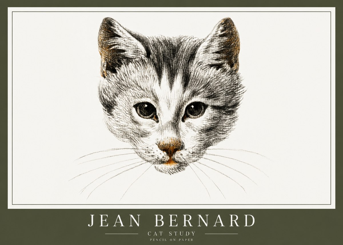 Jean Bernard Cat Study IX No1 - Affiche