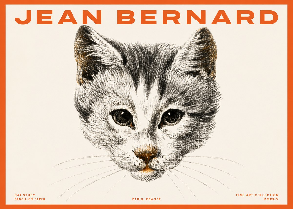 Jean Bernard Cat Study IX No2 - Affiche