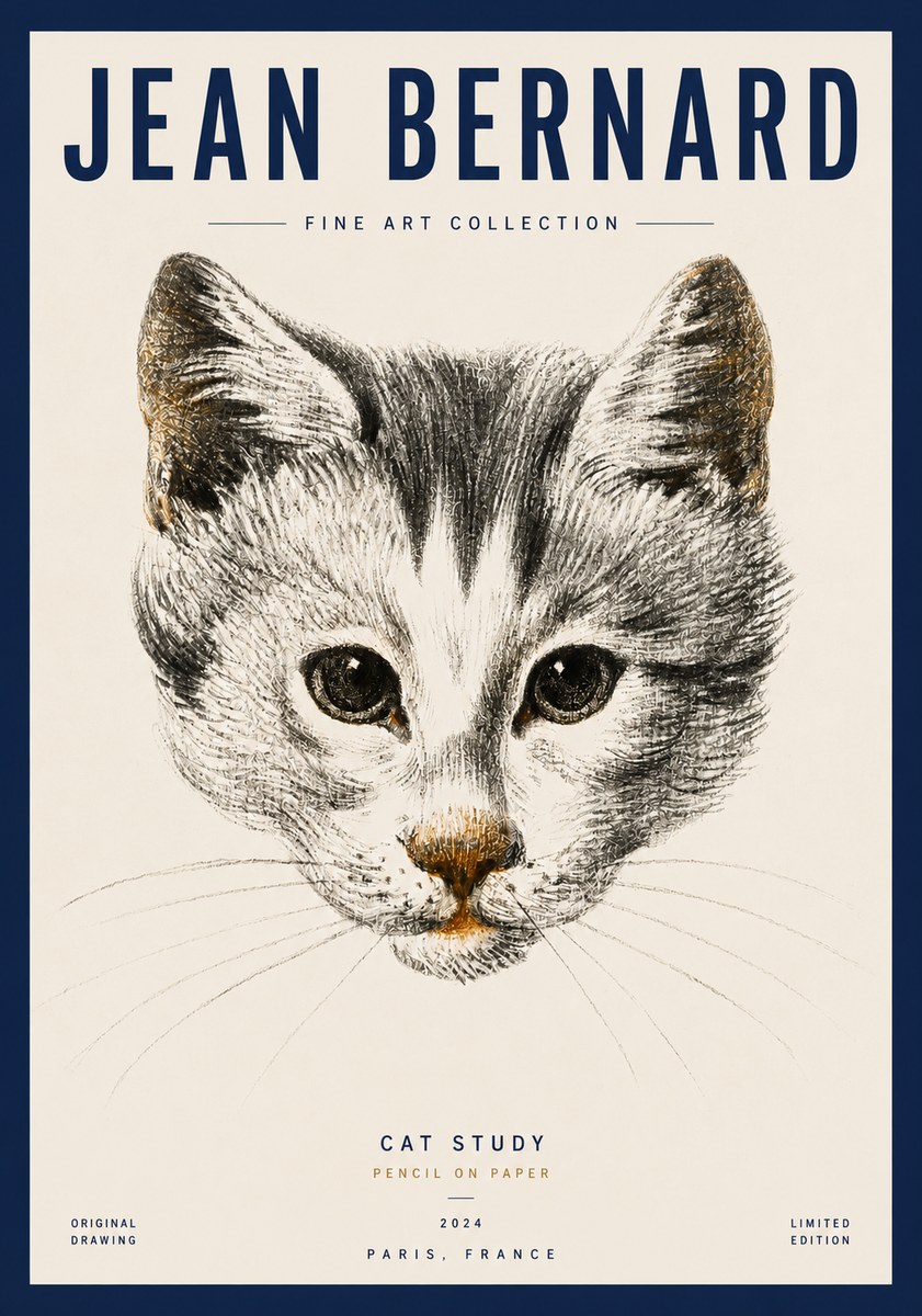 Jean Bernard Cat Study IX No3 - Affiche