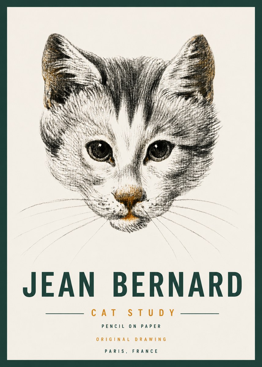 Jean Bernard Cat Study IX No4 - Affiche