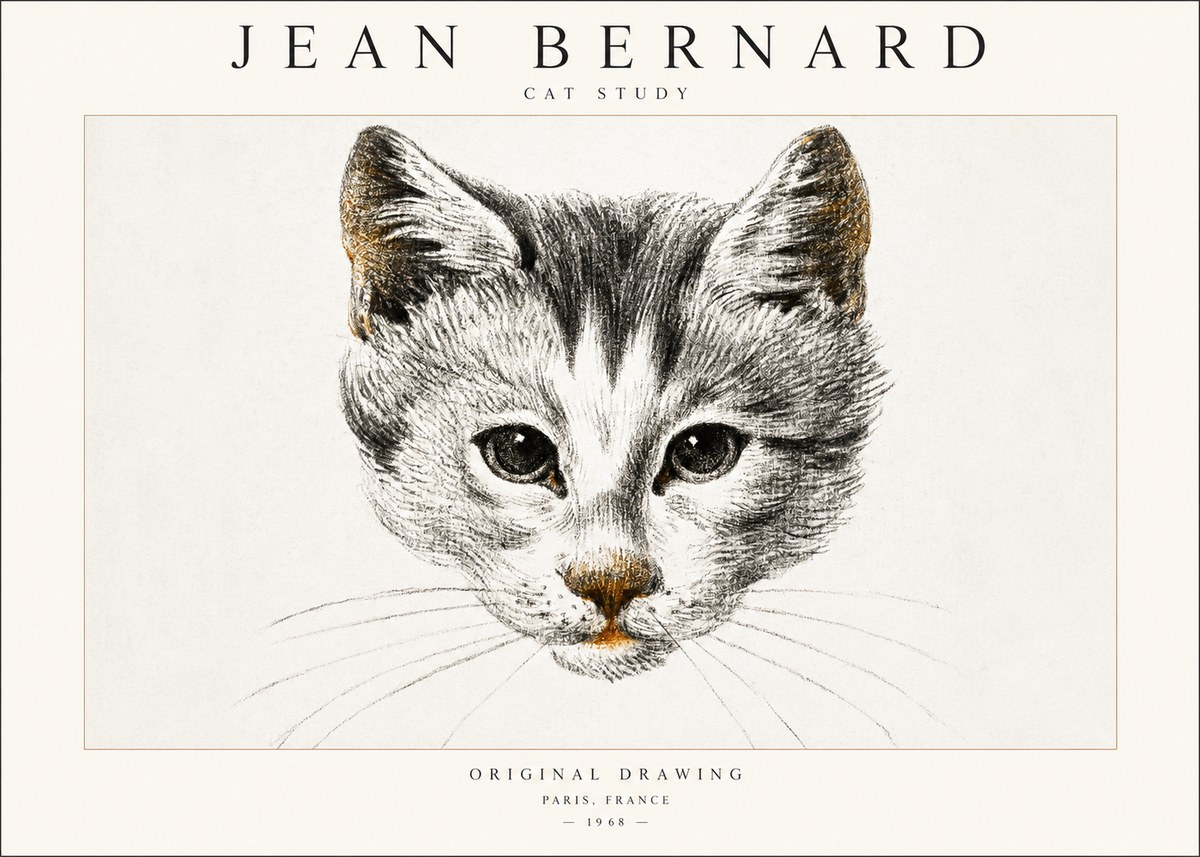 Jean Bernard Cat Study IX No6 - Affiche