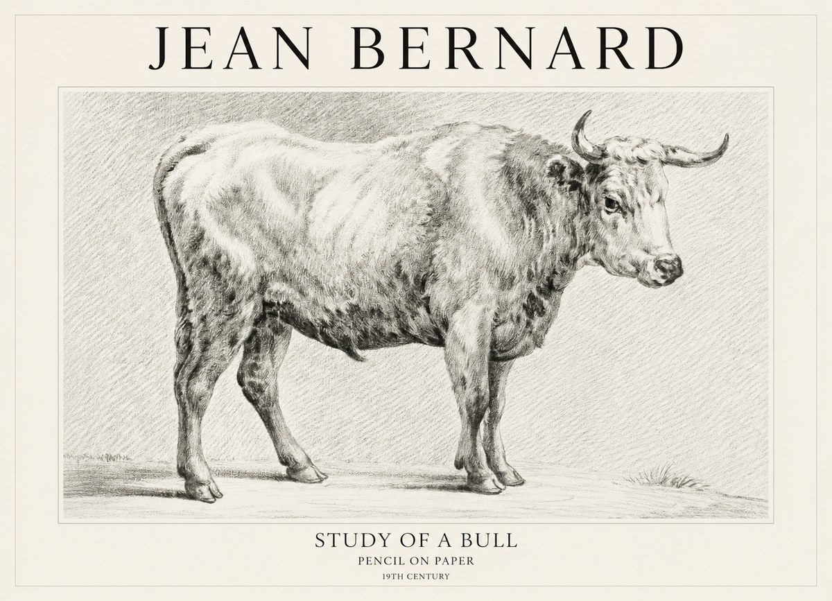 Jean Bernard Study of a Bull IV No1 - Affiche