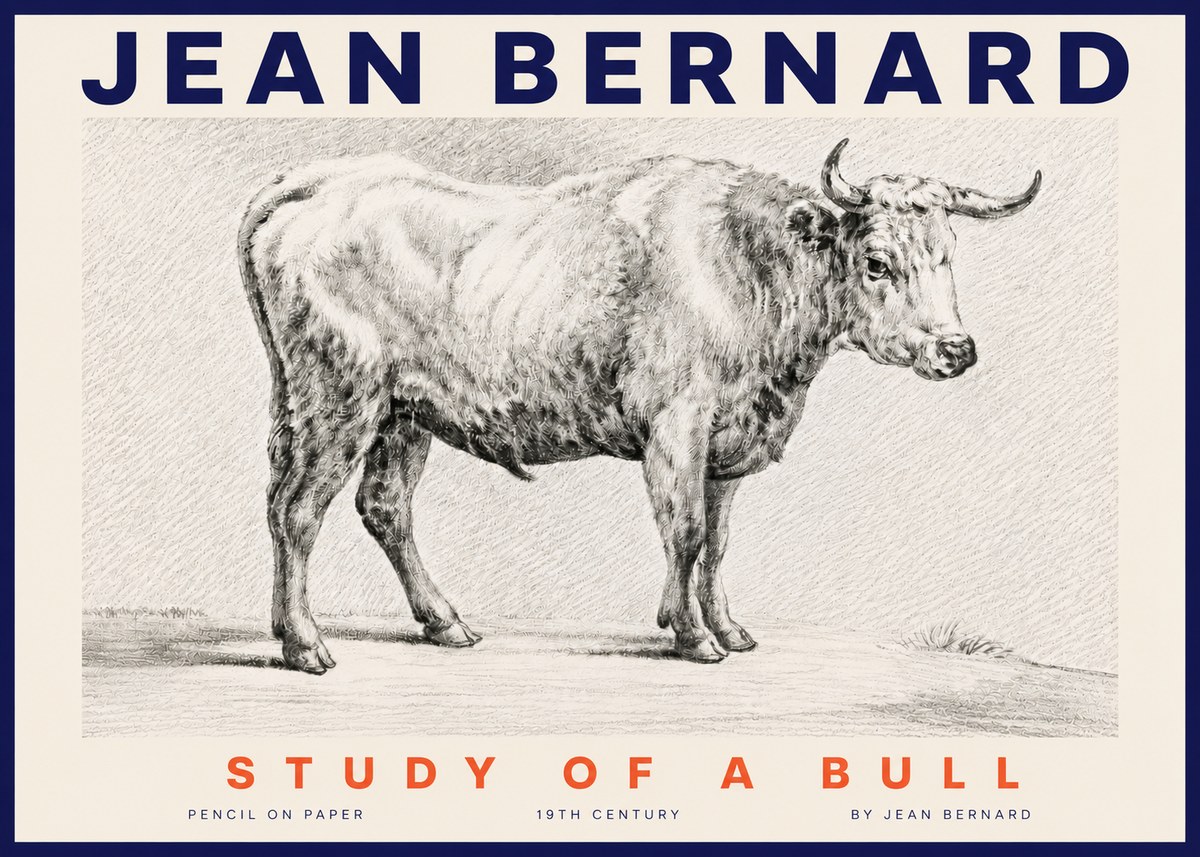Jean Bernard Study of a Bull IV No4 - Affiche