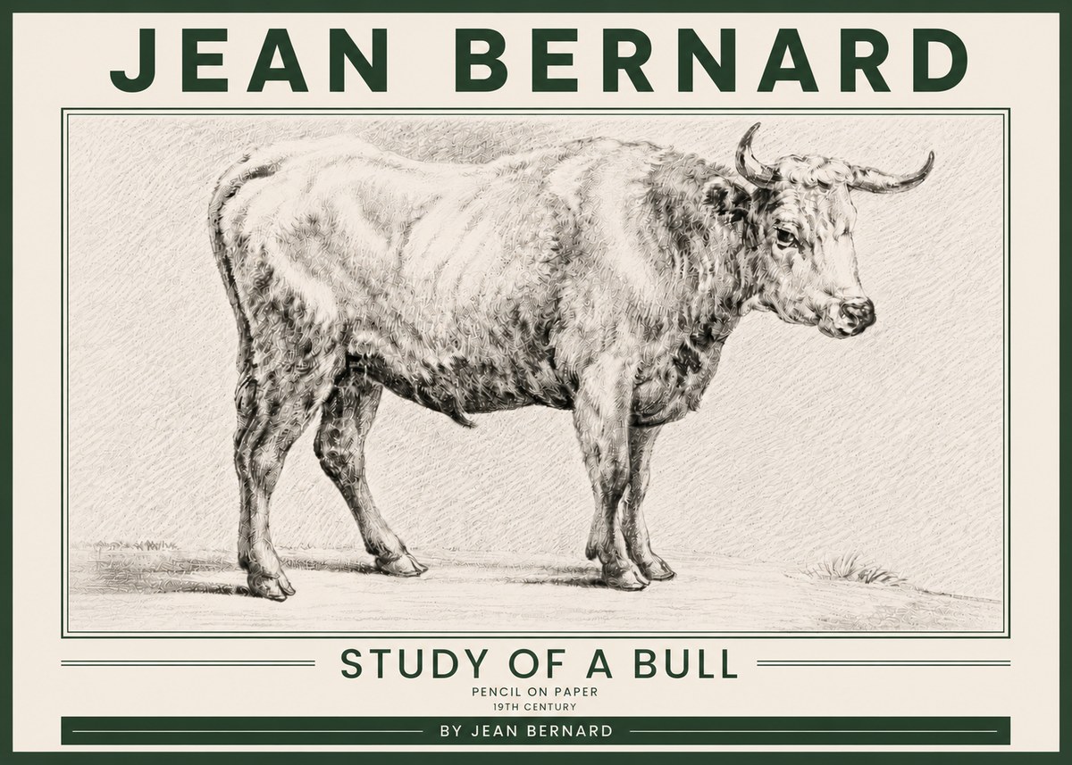 Jean Bernard Study of a Bull IV No5 - Affiche