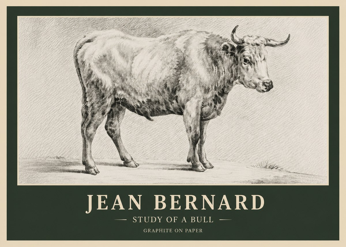 Jean Bernard Study of a Bull IV No6 - Affiche