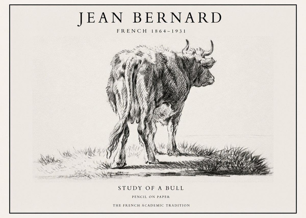 Jean Bernard Study of a Bull V No1 - Affiche