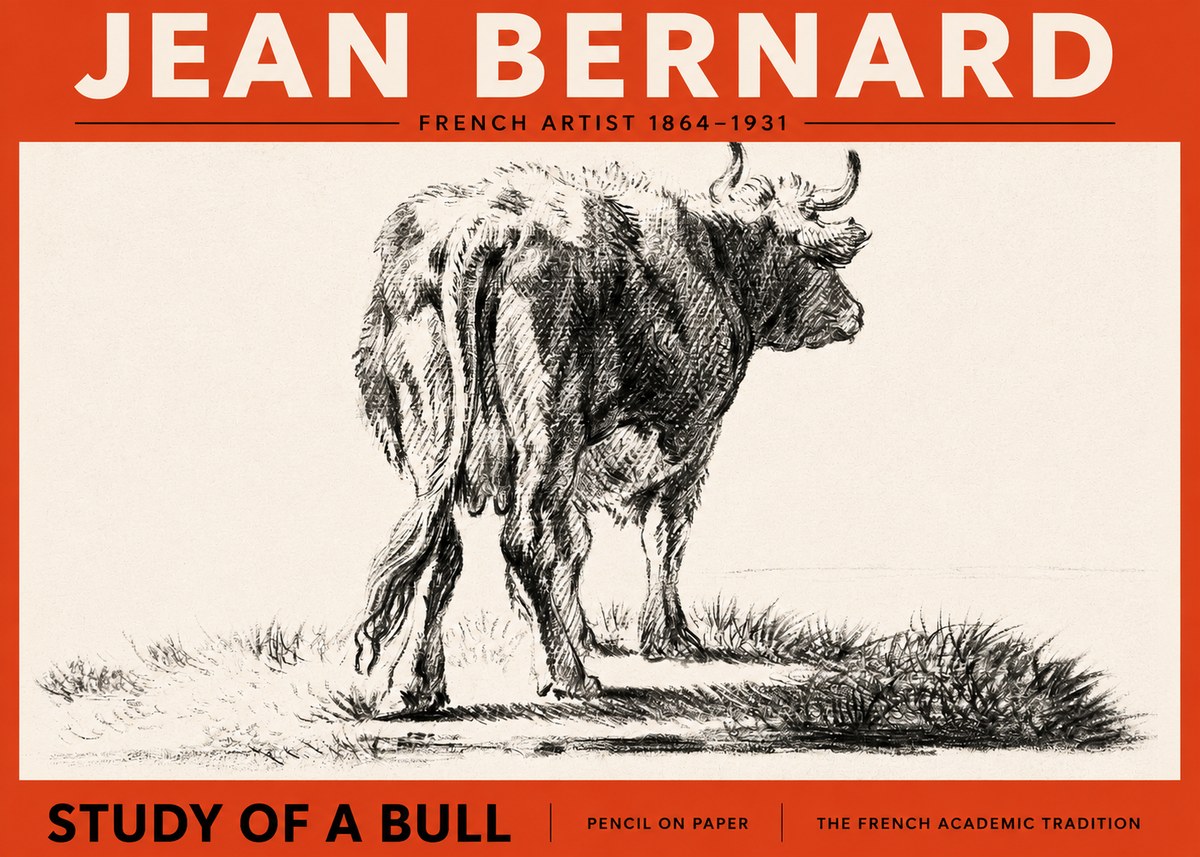 Jean Bernard Study of a Bull V No2 - Affiche