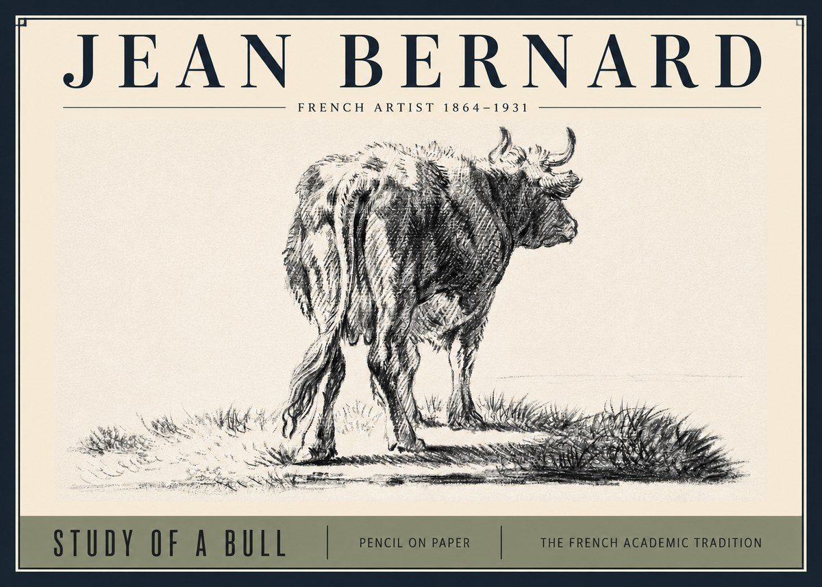 Jean Bernard Study of a Bull V No3 - Affiche