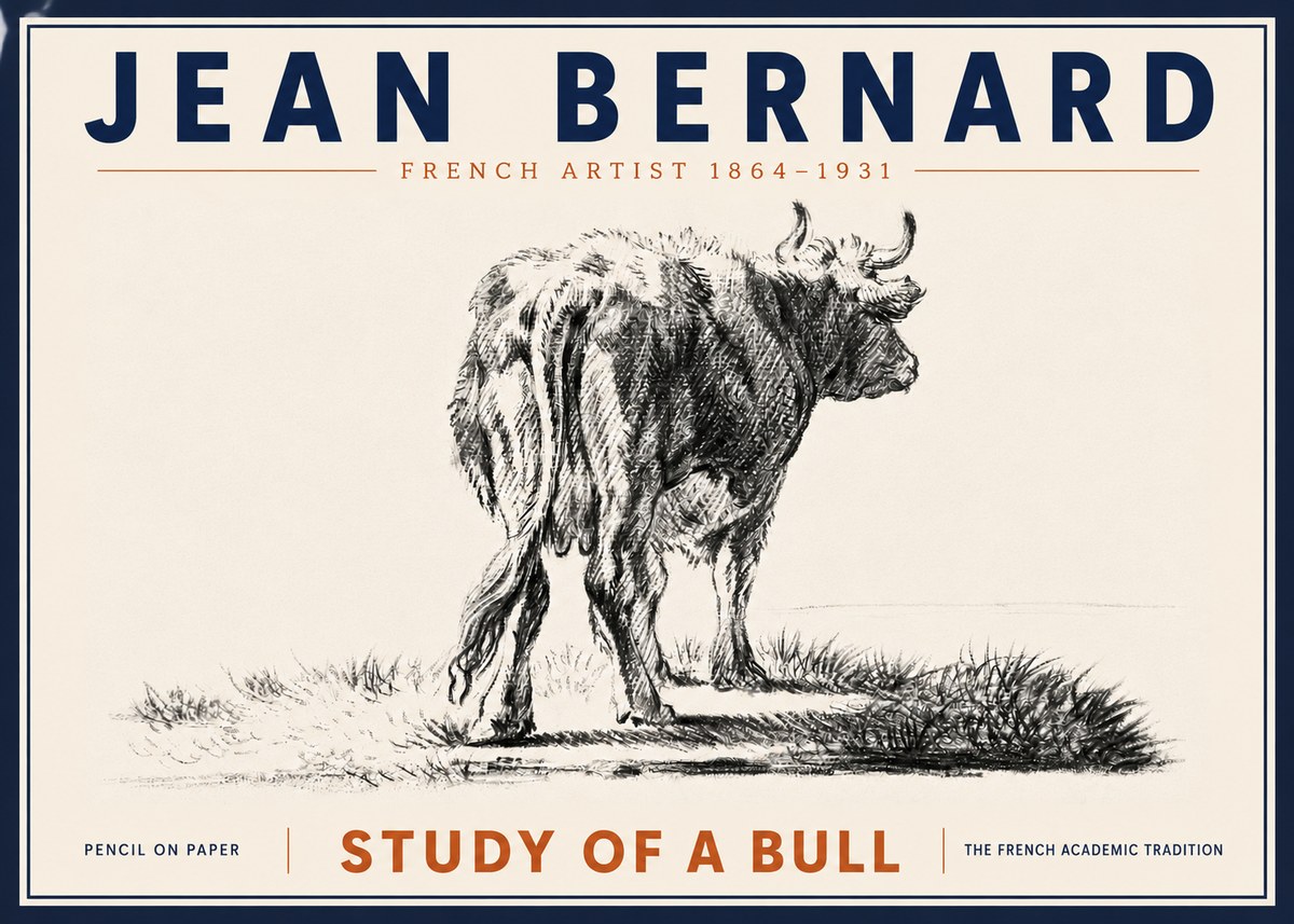 Jean Bernard Study of a Bull V No6 - Affiche