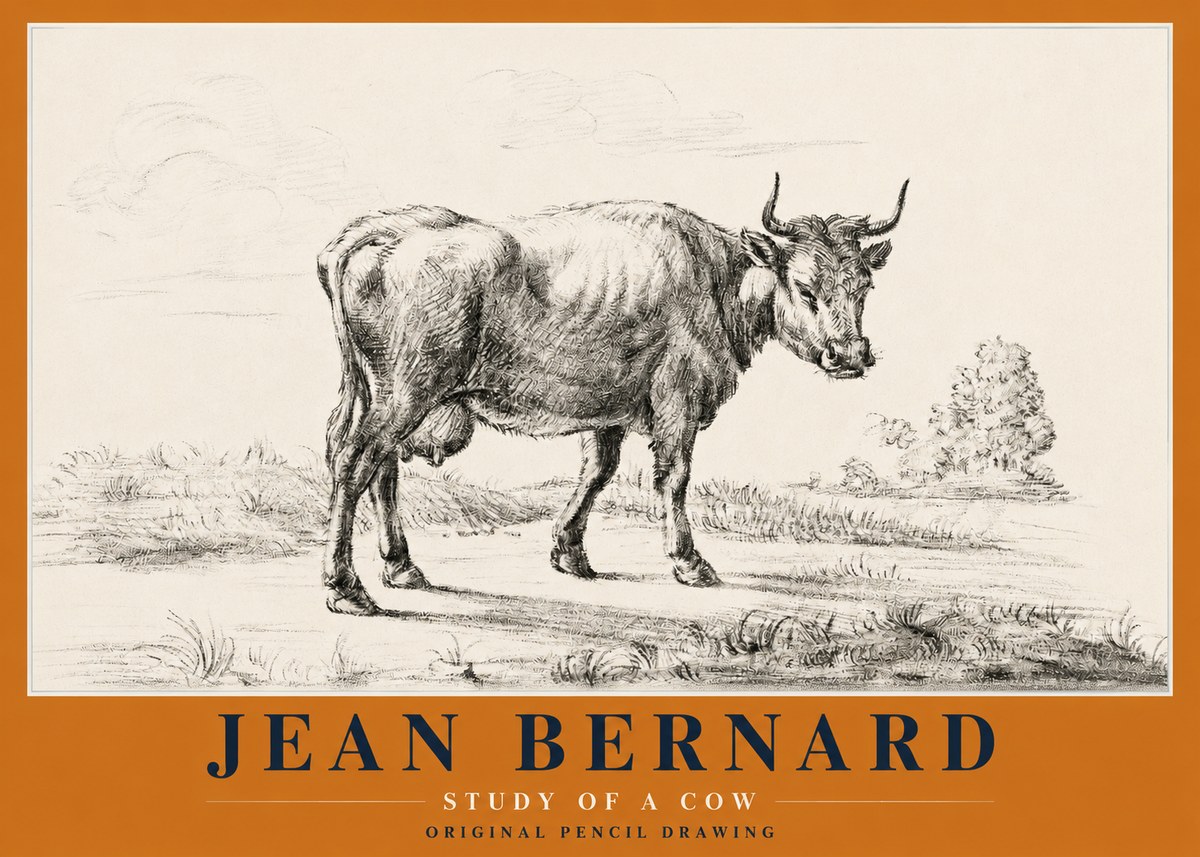 Jean Bernard Study of a Cow XII No2 - Affiche