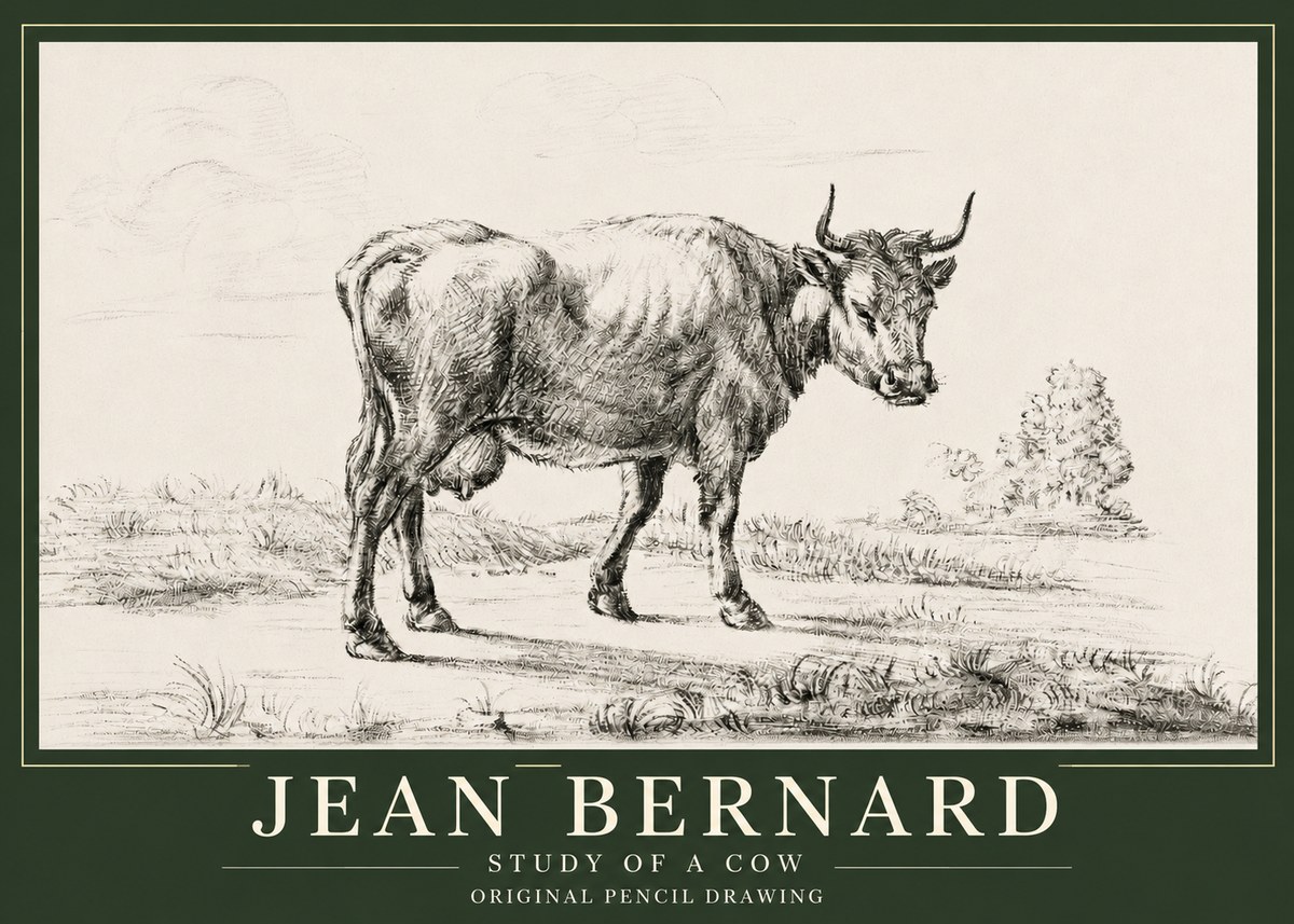 Jean Bernard Study of a Cow XII No3 - Affiche