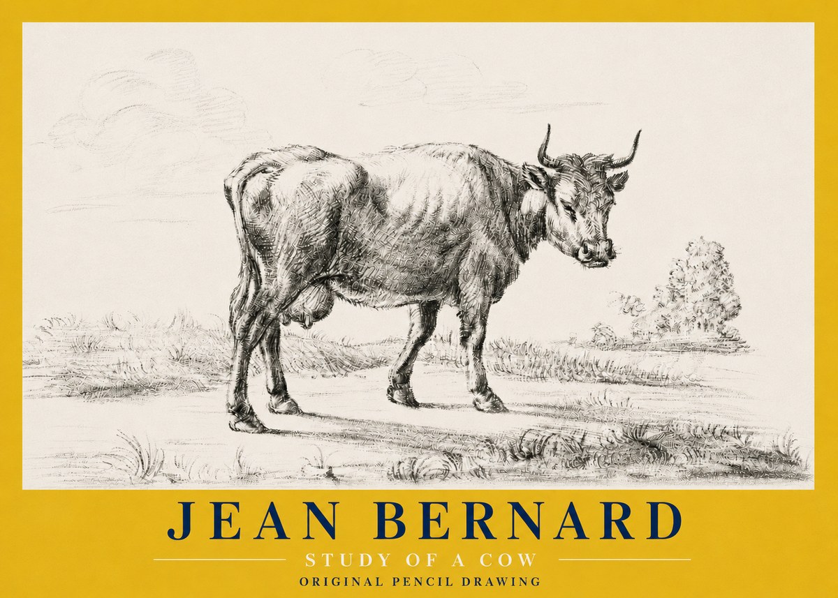 Jean Bernard Study of a Cow XII No4 - Affiche