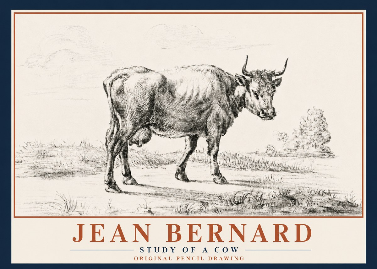 Jean Bernard Study of a Cow XII No5 - Affiche