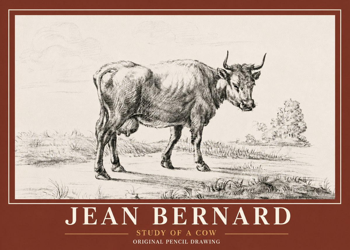 Jean Bernard Study of a Cow XII No6 - Affiche