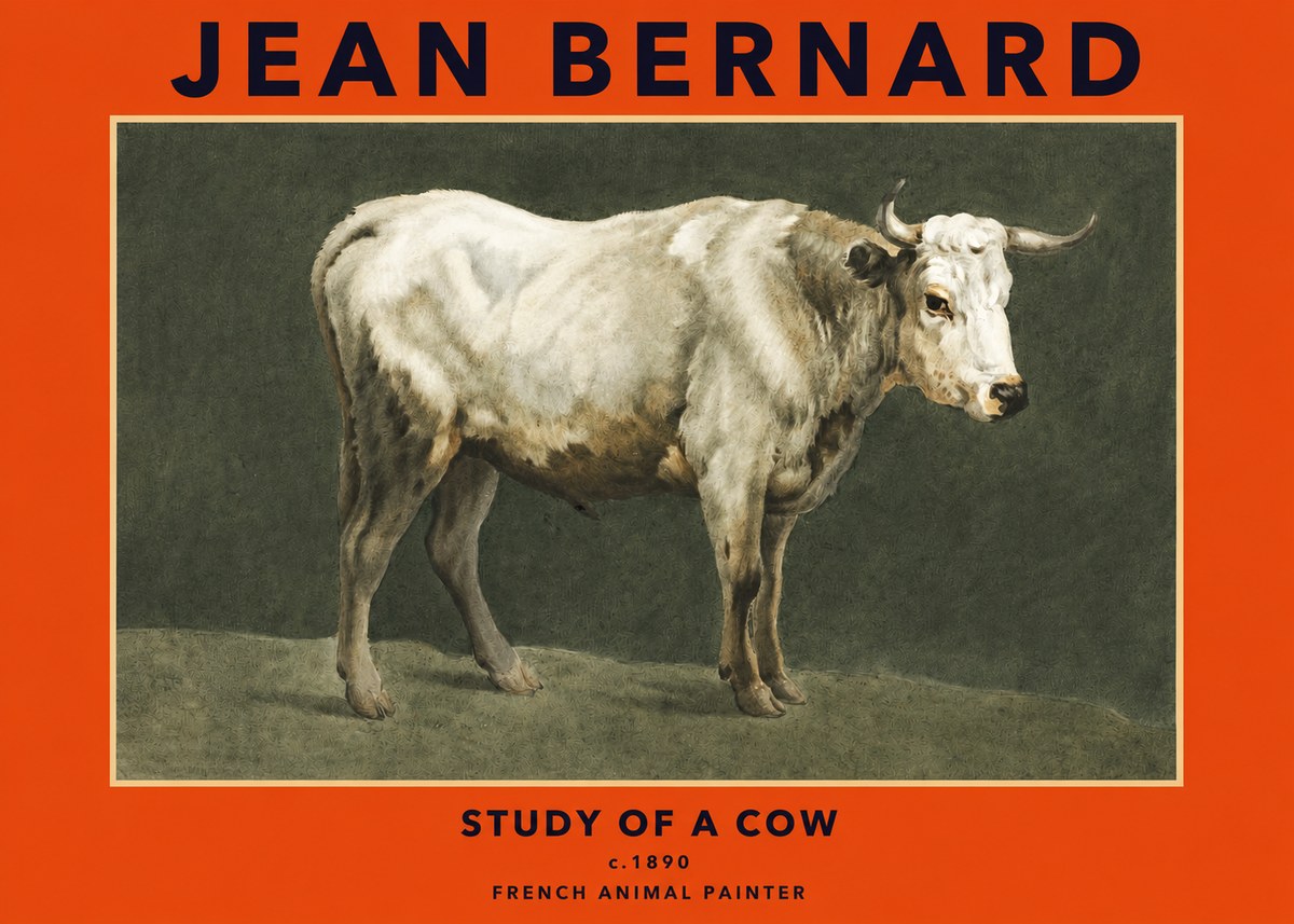 Jean Bernard Study of a Cow C. 1890 No2 - Affiche