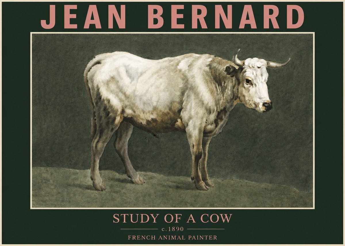 Jean Bernard Study of a Cow C. 1890 No3 - Affiche