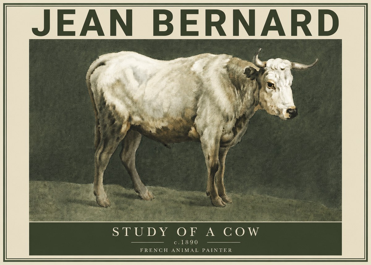 Jean Bernard Study of a Cow C. 1890 No4 - Affiche