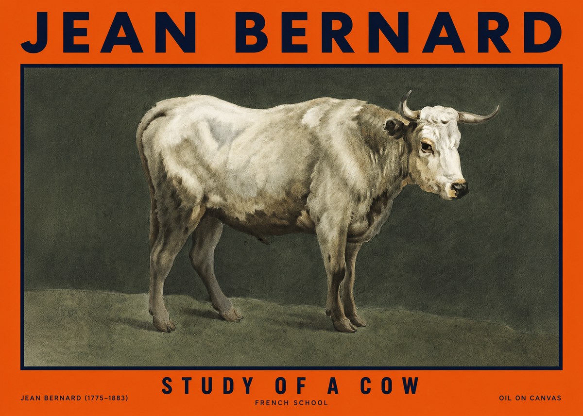 Jean Bernard Study of a Cow C. 1890 No6 - Affiche