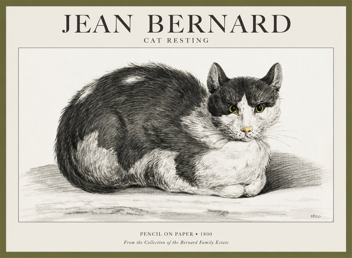 Jean Bernard Cat Resting No1 - Affiche
