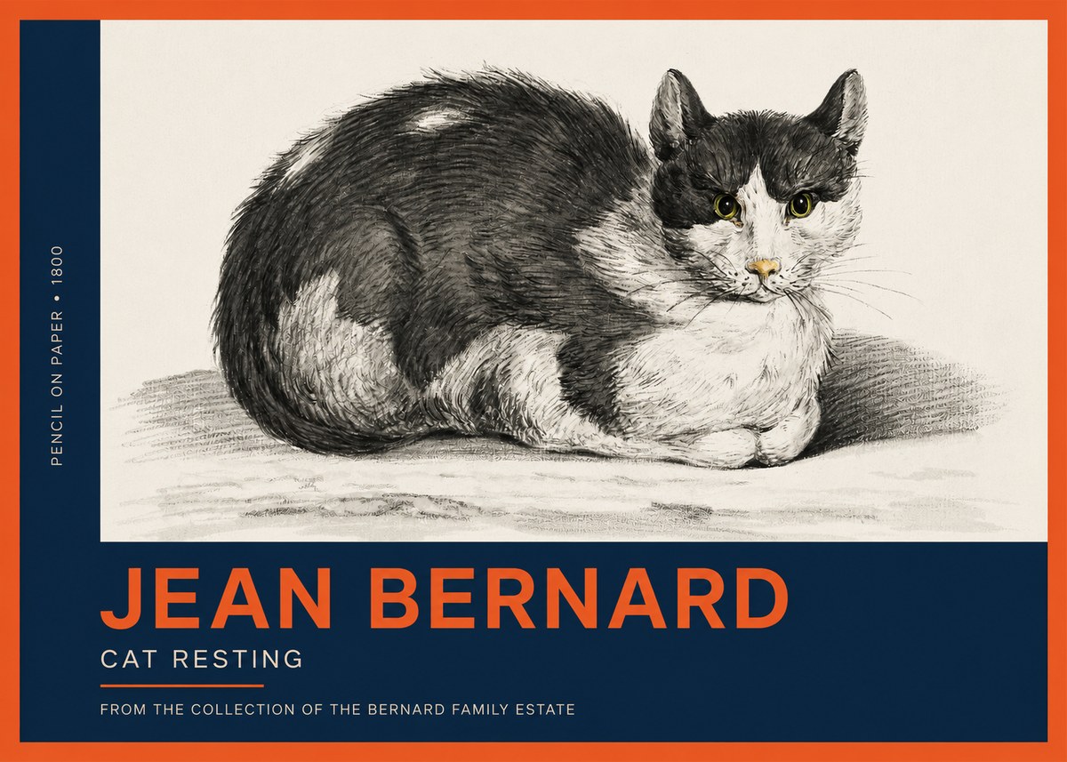 Jean Bernard Cat Resting No2 - Affiche