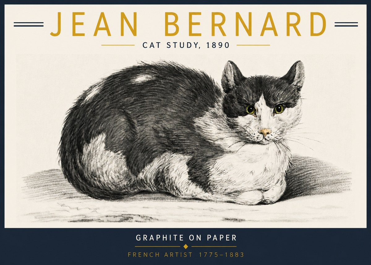 Jean Bernard Cat Resting No6 - Affiche