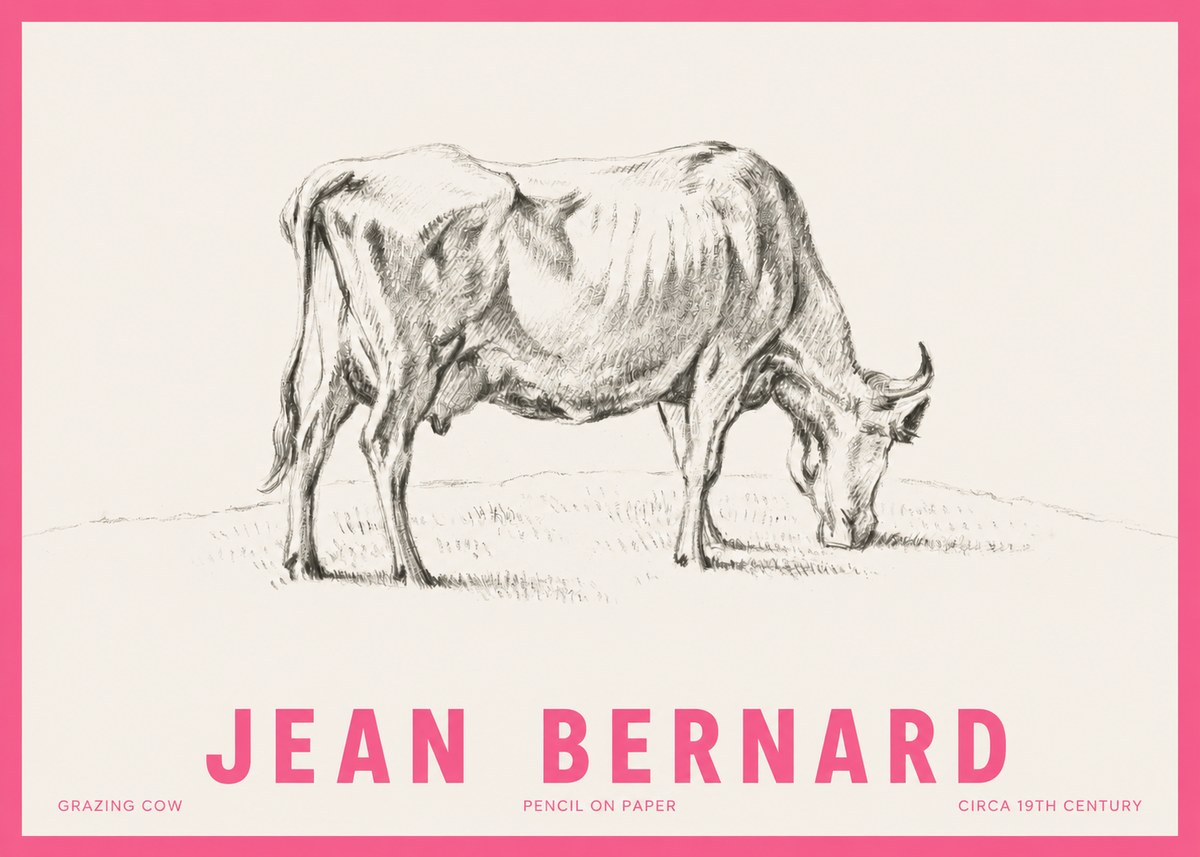 Jean Bernard Study of a Cow Grazing I No6 - Affiche