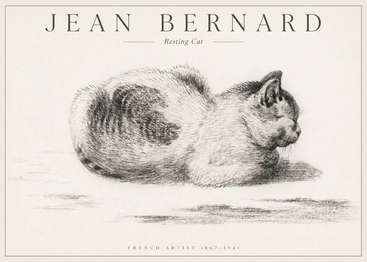 Jean Bernard Resting Cat No1 - Affiche
