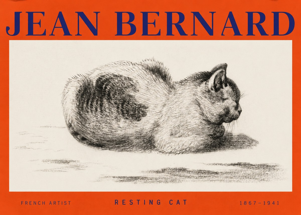 Jean Bernard Resting Cat No2 - Affiche