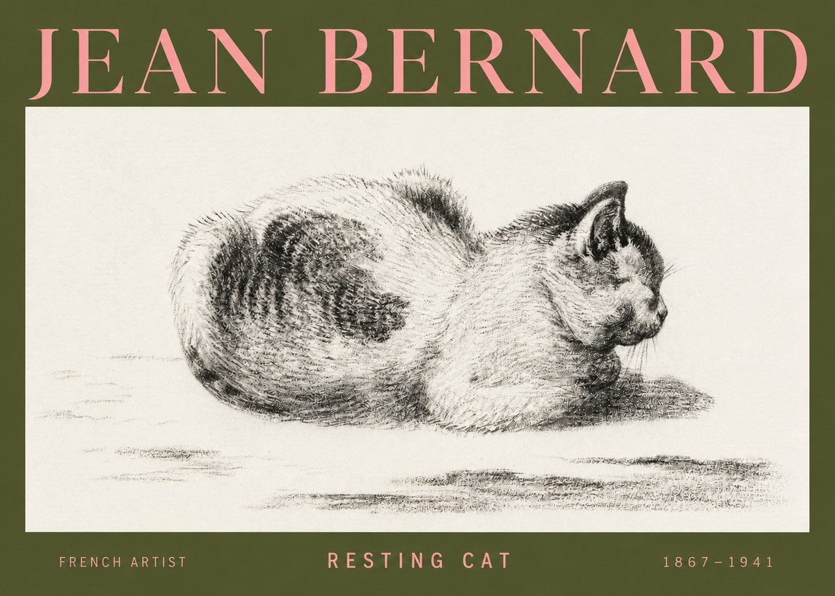 Jean Bernard Resting Cat No3 - Affiche