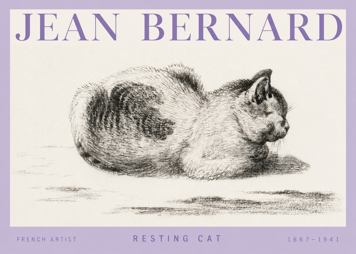 Jean Bernard Resting Cat No4 - Affiche